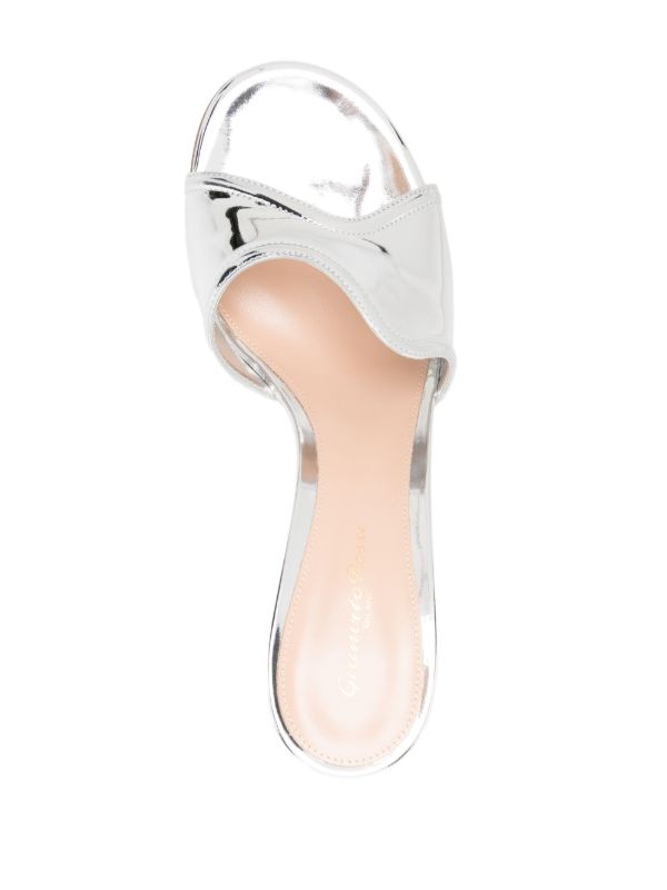 Gianvito Rossi Silver-Tone Curved Upper Leather Mules | Browns Mules