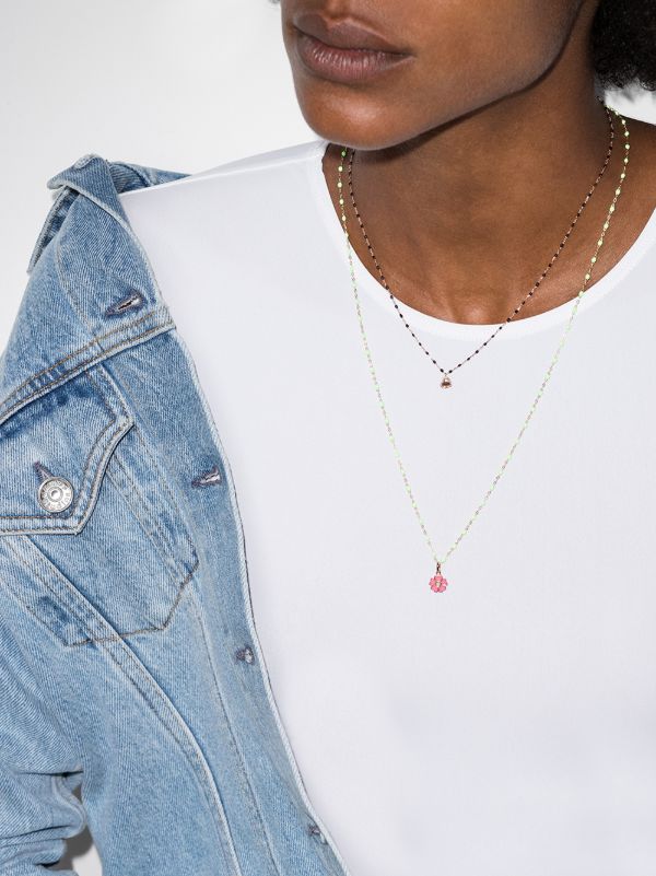 Gigi Clozeau 18K Rose Gold 42 CM Heart Beaded Necklace | Browns Fine Necklaces