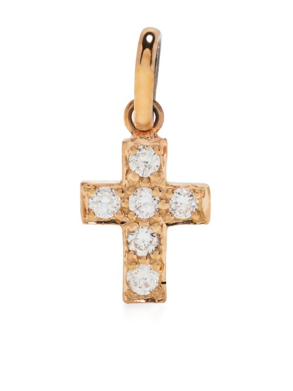 Gigi Clozeau 18K Rose Gold Cross Diamond Pendant | Browns Fine Charms