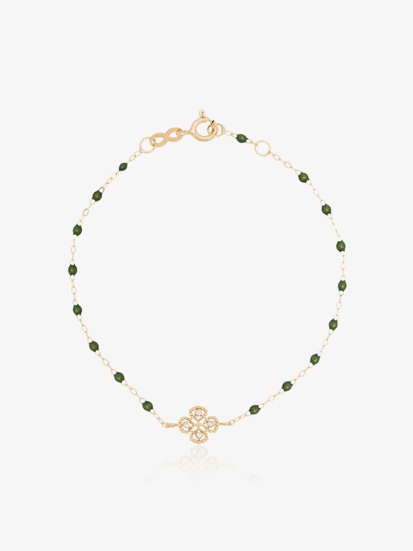 Gigi Clozeau 18K yellow gold Lucky Clover Classic Gigi 17 CM diamond bracelet | Browns Fine Bracelets
