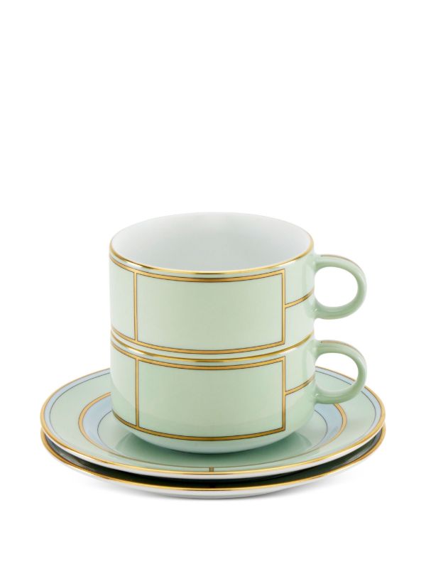 GINORI 1735 Green Diva Porcelain Tea Set | Browns Cups & Tea Sets