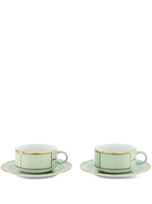 GINORI 1735 Green Diva Porcelain Tea Set | Browns Cups & Tea Sets