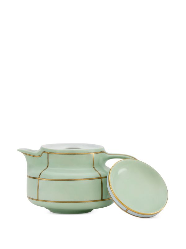 GINORI 1735 Green Diva Porcelain Teapot | Browns Cups & Tea Sets