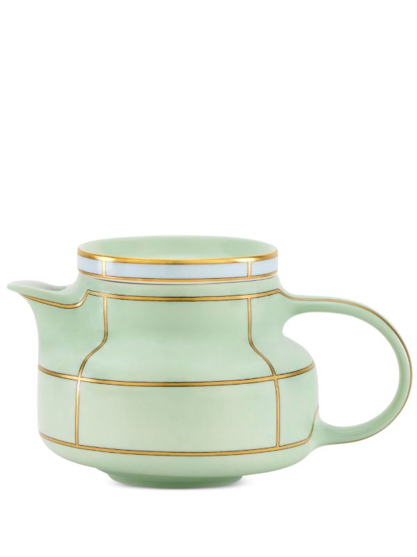 GINORI 1735 Green Diva Porcelain Teapot | Browns Cups & Tea Sets