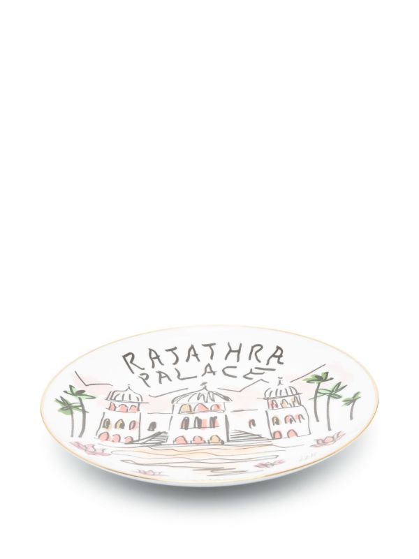GINORI 1735 White Rajathra Palace Graphic Print Plate | Browns Plates & Bowls