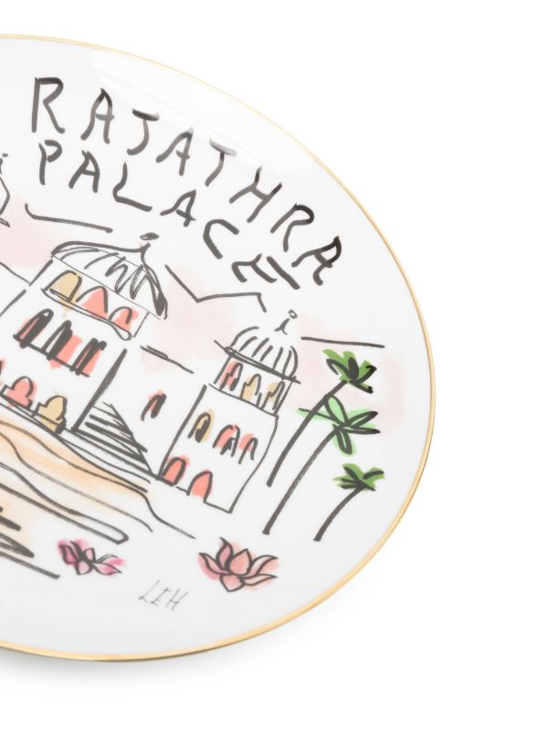 GINORI 1735 White Rajathra Palace Graphic Print Plate | Browns Plates & Bowls