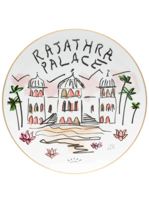 GINORI 1735 White Rajathra Palace Graphic Print Plate | Browns Plates & Bowls
