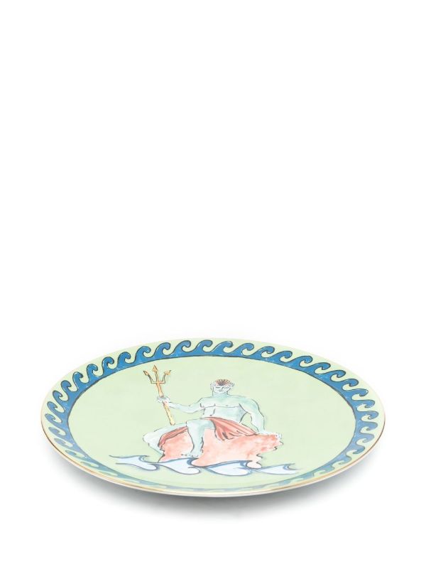 GINORI 1735 X Luke Edward Hall Green Il Viaggio Di Nettuno Porcelain Charger Plate | Browns Plates & Bowls