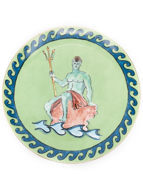 GINORI 1735 X Luke Edward Hall Green Il viaggio di Nettuno Porcelain Charger Plate | Browns Plates & Bowls
