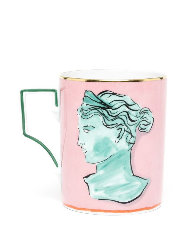 GINORI 1735 X Luke Edward Hall Pink Il Viaggio Di Nettuno Porcelain Mug | Browns Cups & Tea Sets