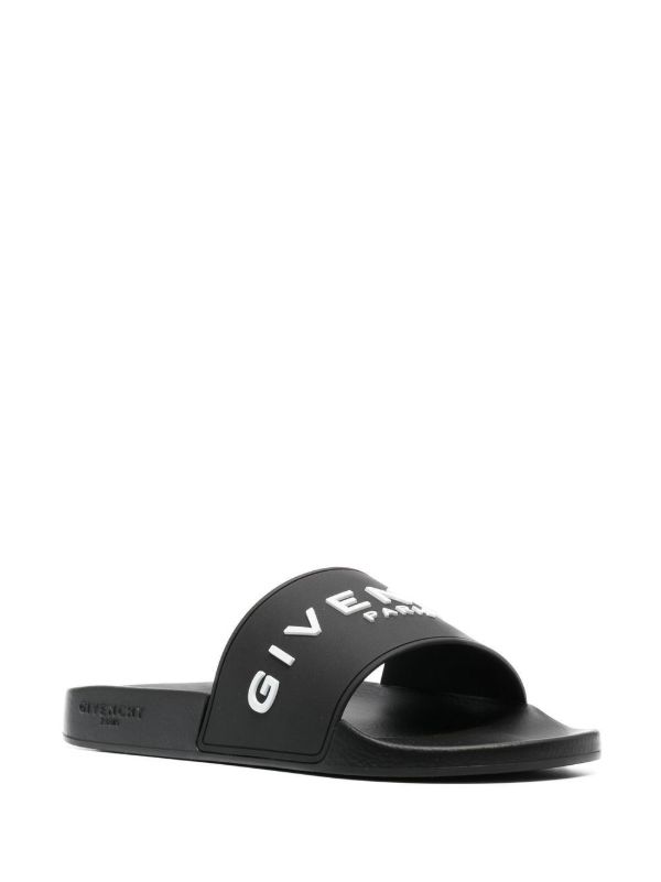 Givenchy Black Logo Embossed Slides | Browns Flip-Flops & Slides