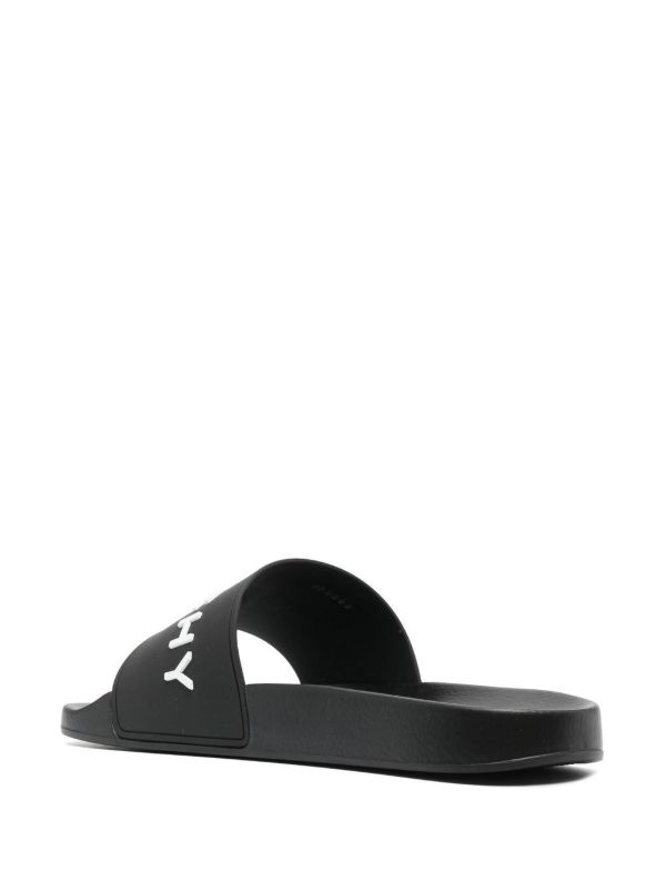 Givenchy Black Logo Embossed Slides | Browns Flip-Flops & Slides