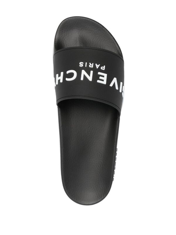 Givenchy Black Logo Embossed Slides | Browns Flip-Flops & Slides
