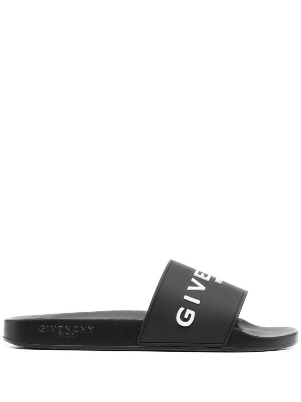 Givenchy Black Logo Embossed Slides | Browns Flip-Flops & Slides