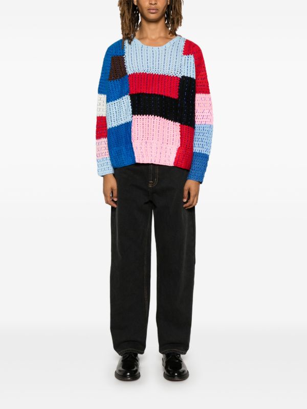 Glass Cypress Blue Colour-Block Sweater | Browns Knitted Sweaters