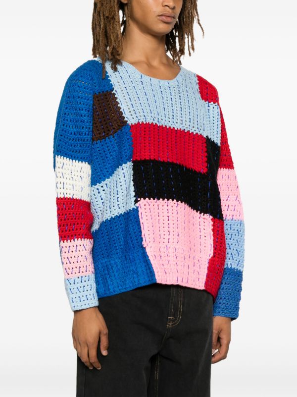 Glass Cypress Blue Colour-Block Sweater | Browns Knitted Sweaters