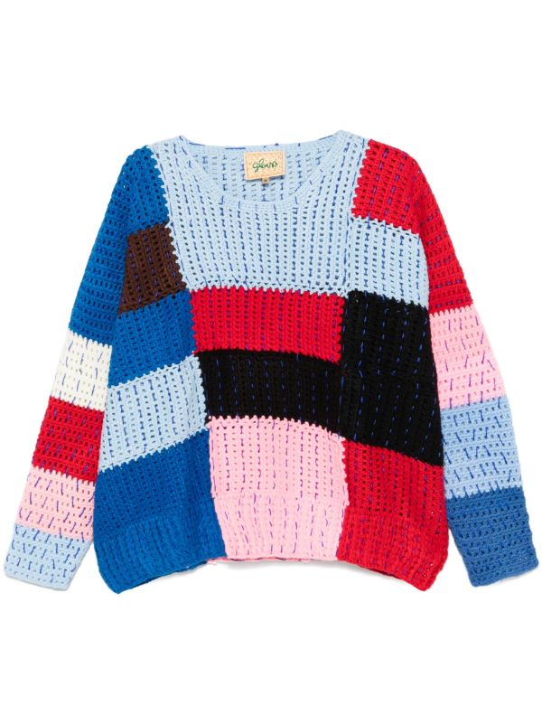 Glass Cypress Blue Colour-Block Sweater | Browns Knitted Sweaters