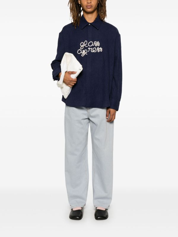 Glass Cypress Blue Logo-Beaded Shirt | Browns Shirts