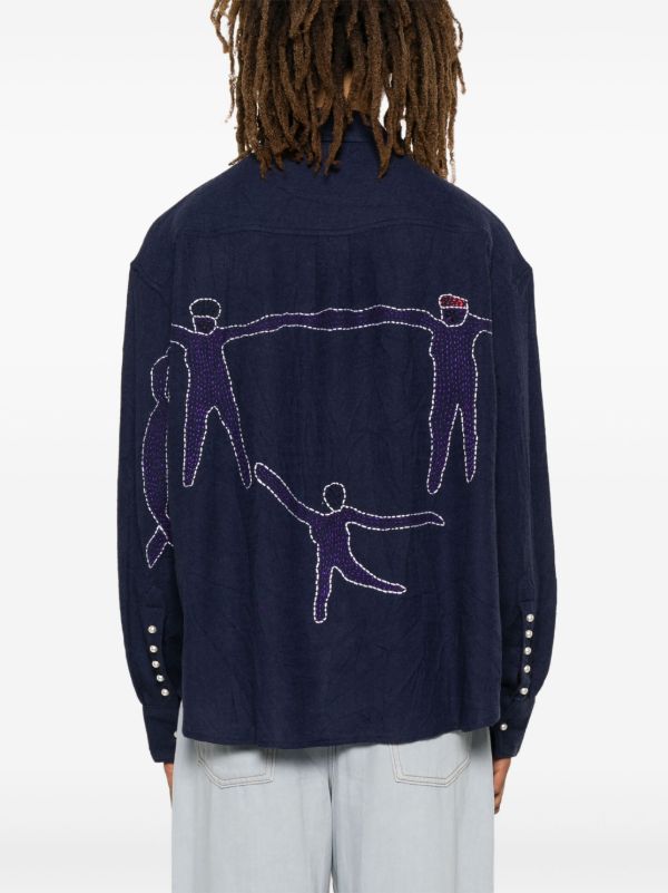 Glass Cypress Blue Logo-Beaded Shirt | Browns Shirts