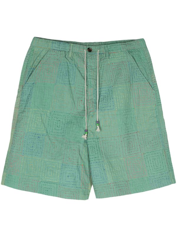Glass Cypress Green Quilted Cotton Shorts | Browns Deck Shorts