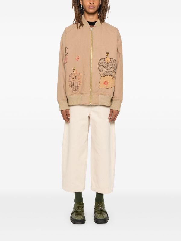 Glass Cypress Neutral Woman-Embroidered Bomber Jacket