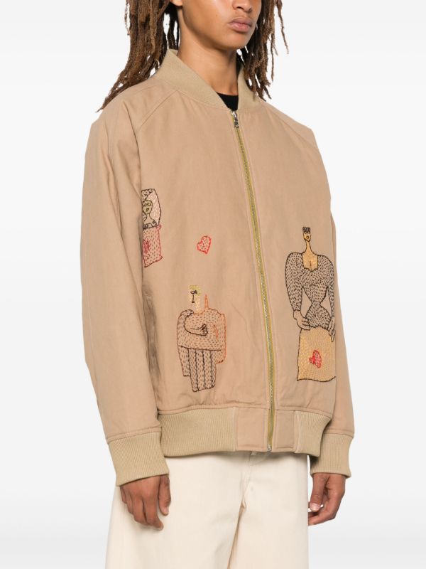 Glass Cypress Neutral Woman-Embroidered Bomber Jacket