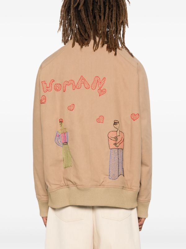 Glass Cypress Neutral Woman-Embroidered Bomber Jacket
