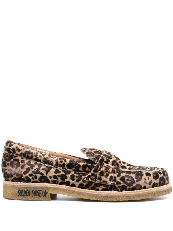 Golden Goose Brown Jerry Leopard-Print Leather Loafers | Browns Loafers