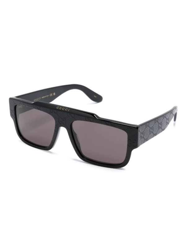 Gucci Eyewear Black GG Supreme Rectangle-Frame Sunglasses | Browns Sunglasses