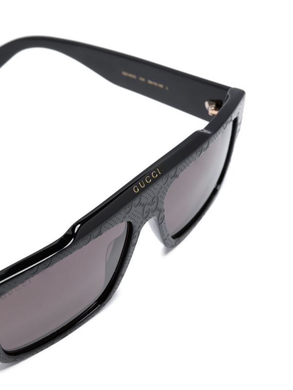 Gucci Eyewear Black GG Supreme Rectangle-Frame Sunglasses | Browns Sunglasses