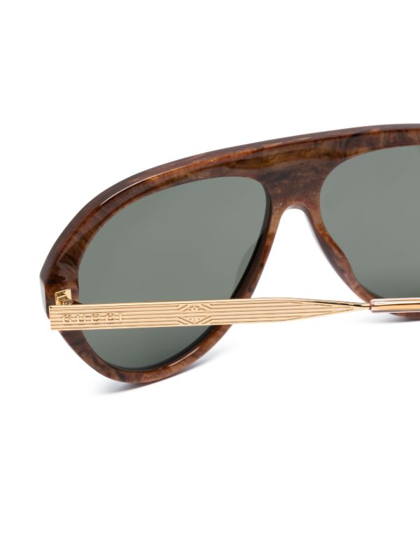 Gucci Eyewear Black Navigator-Frame Sunglasses | Browns Sunglasses