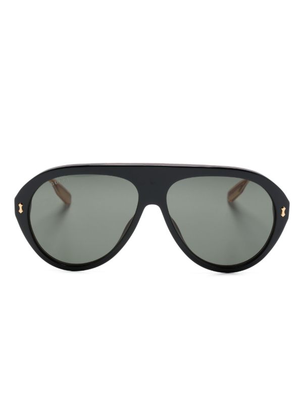 Gucci Eyewear Black Navigator-Frame Sunglasses | Browns Sunglasses