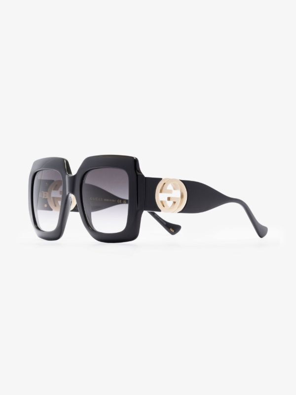 Gucci Eyewear Black Oversized Square Sunglasses | Browns Sunglasses