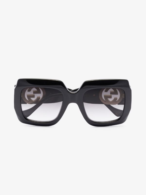 Gucci Eyewear Black Oversized Square Sunglasses | Browns Sunglasses