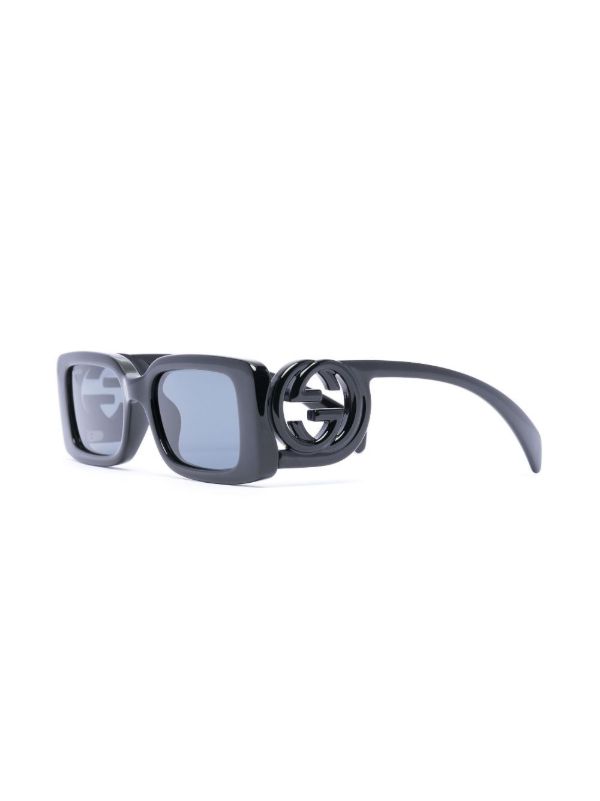Gucci Eyewear Black Rectangular Sunglasses | Browns Sunglasses