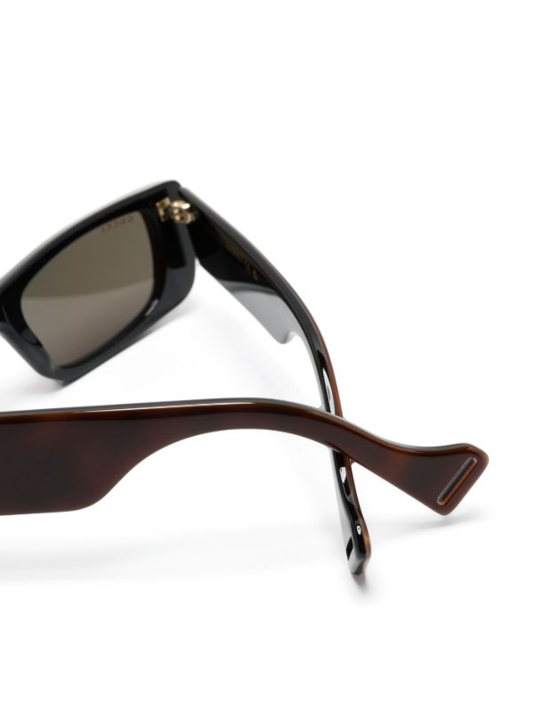 Gucci Eyewear Brown Interlocking G Rectangle-Frame Sunglasses | Browns Sunglasses