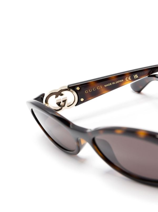 Gucci Eyewear Brown Oval-Frame Tortoiseshell Sunglasses | Browns Sunglasses