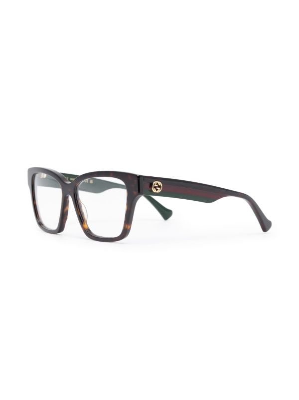Gucci Eyewear Brown Tortoiseshell Square-Frame Glasses | Browns Glasses & Frames