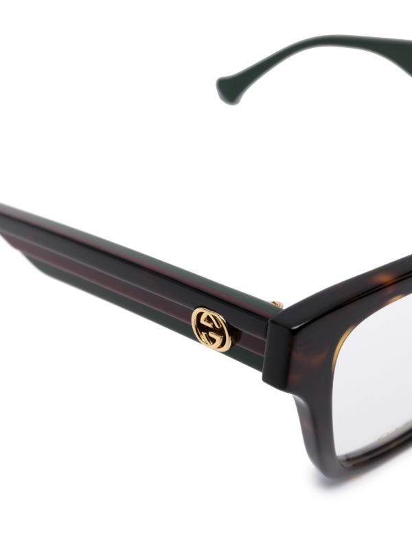 Gucci Eyewear Brown Tortoiseshell Square-Frame Glasses | Browns Glasses & Frames