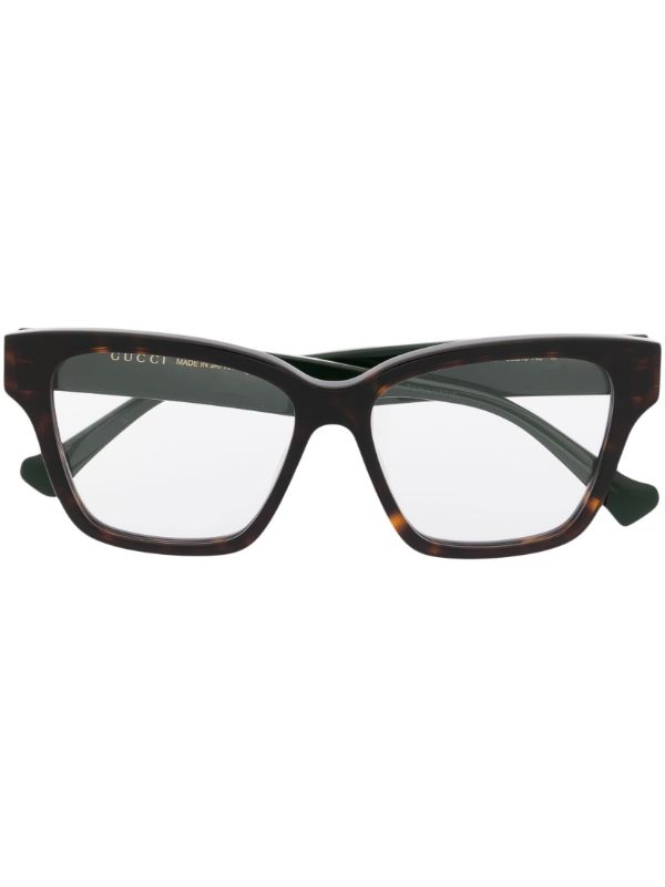 Gucci Eyewear Brown Tortoiseshell Square-Frame Glasses | Browns Glasses & Frames