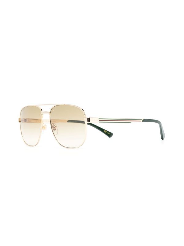 Gucci Eyewear Gold Pilot Frame Gradient Sunglasses | Browns Sunglasses
