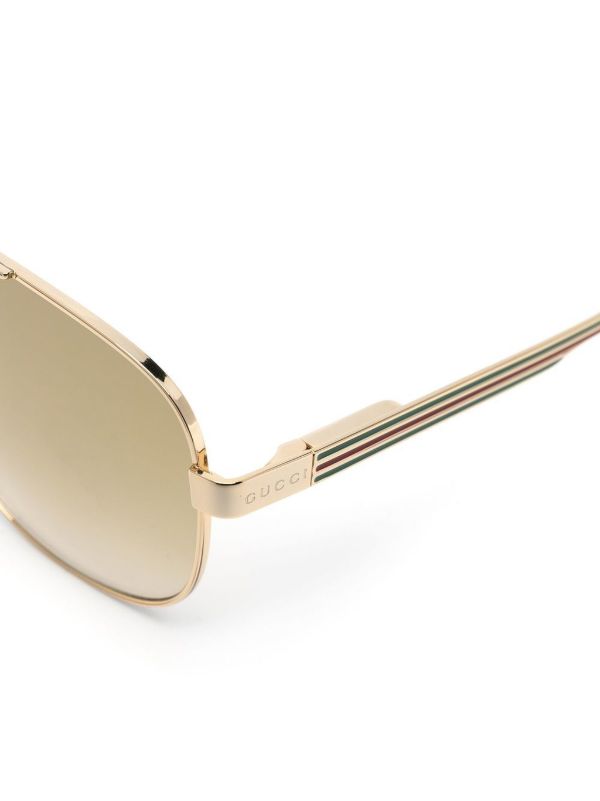 Gucci Eyewear Gold Pilot Frame Gradient Sunglasses | Browns Sunglasses