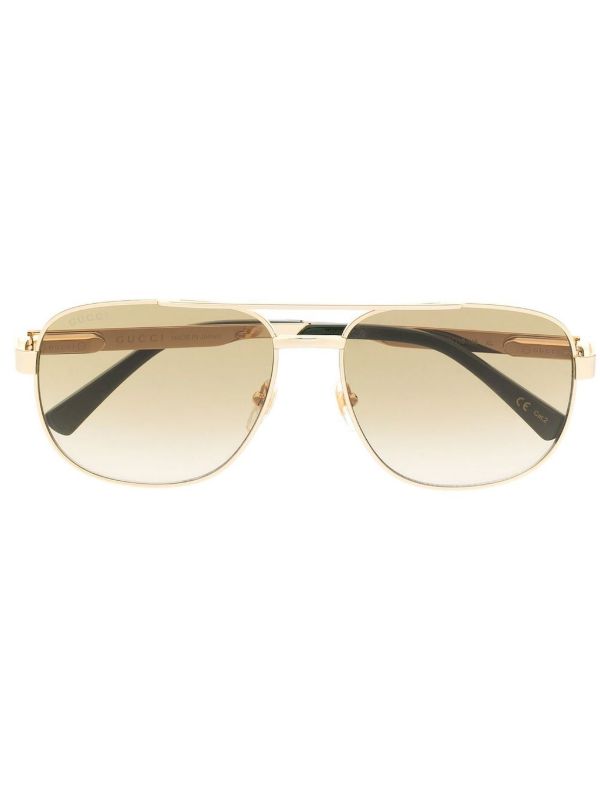 Gucci Eyewear Gold Pilot Frame Gradient Sunglasses | Browns Sunglasses