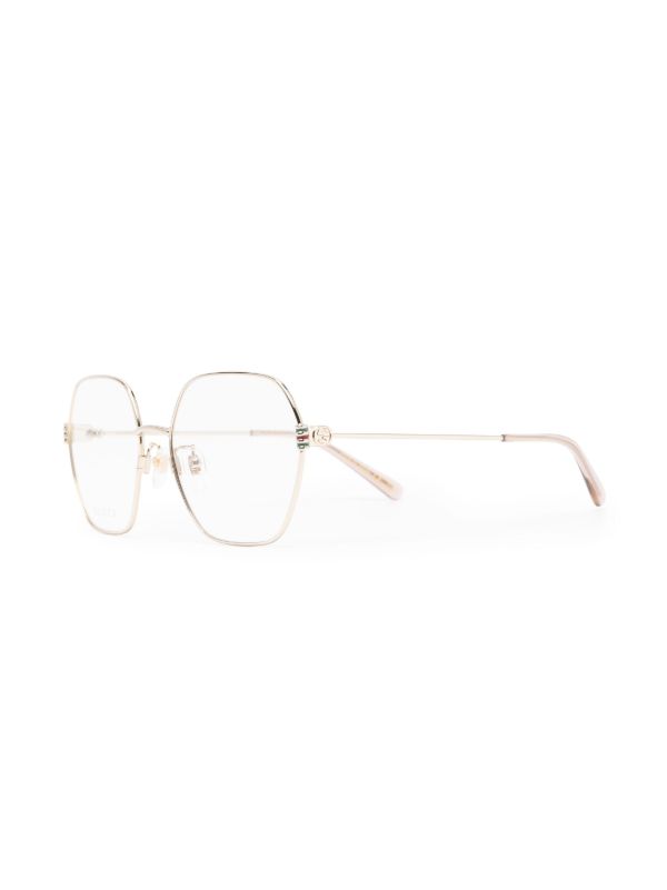 Gucci Eyewear Gold-Tone Geometric-Frame Glasses | Browns Glasses & Frames