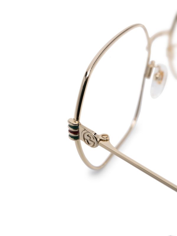 Gucci Eyewear Gold-Tone Geometric-Frame Glasses | Browns Glasses & Frames
