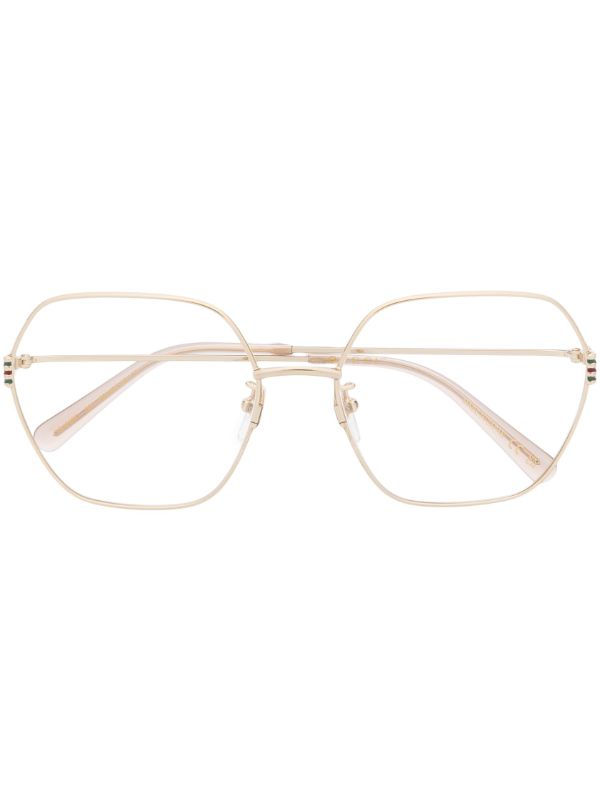 Gucci Eyewear Gold-Tone Geometric-Frame Glasses | Browns Glasses & Frames
