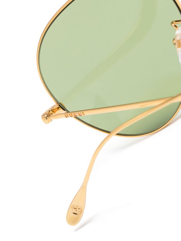 Gucci Eyewear Gold-tone Pilot-frame Sunglasses | Browns Sunglasses