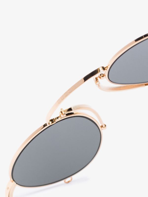 Gucci Eyewear Gold Tone Round Frame Sunglasses | Browns Sunglasses