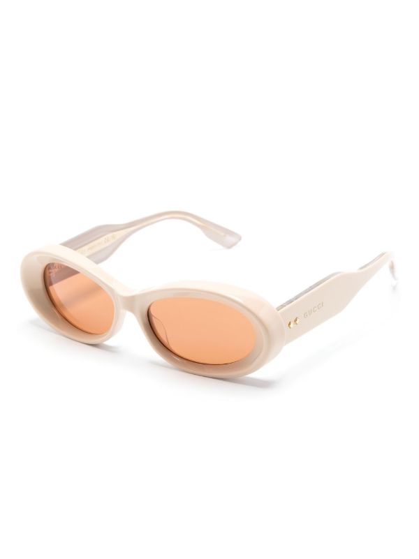 Gucci Eyewear Neutral Oval-Frame Sunglasses | Browns Sunglasses