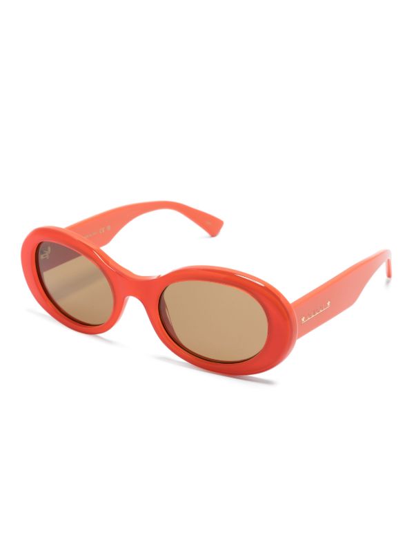 Gucci Eyewear Orange Oval-Frame Sunglasses | Browns Sunglasses